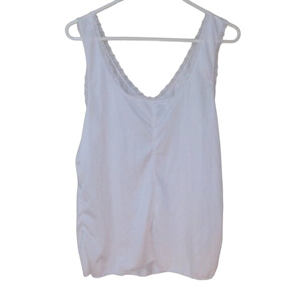 Velrose Womens Nite Time Tank Top White Shirt Sz 40  Lace V-Neck with Bow - Picture 4 of 7